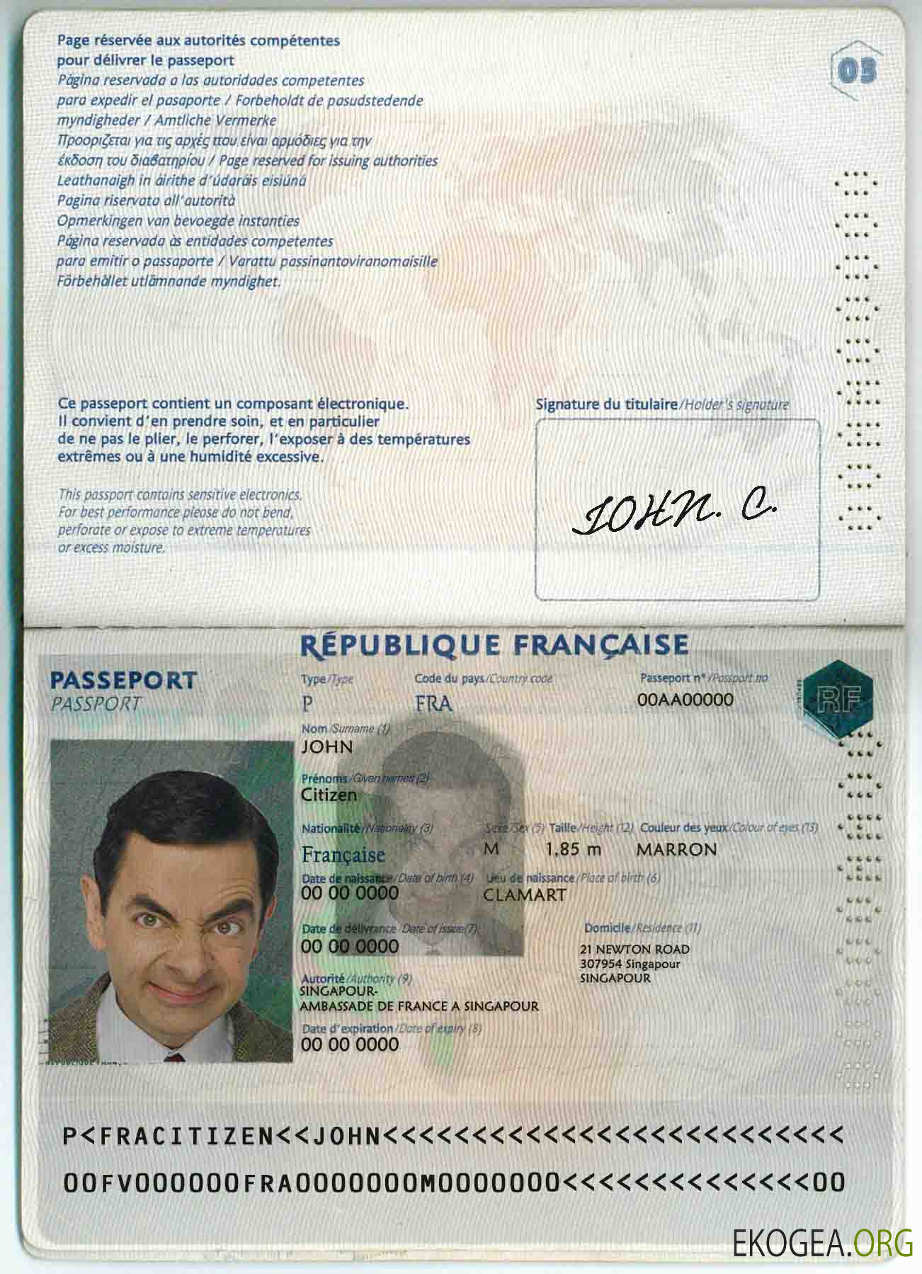 Passeport français template Passeport français template